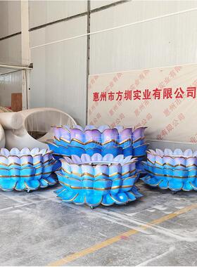 热销威斯顿户外仿真莲花玻璃纤维雕塑水景公园美陈植物模型景观摆