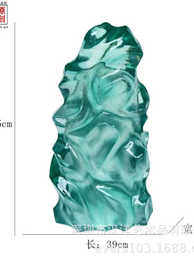 简约酒店大堂透明树脂透明售楼处大厅发光雕塑摆件石头装饰工艺