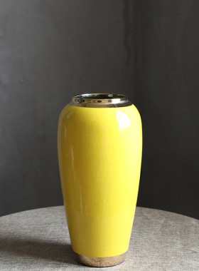 新中式轻奢电镀陶瓷花瓶三件套陶瓷工艺品酒店装饰摆件软装批发