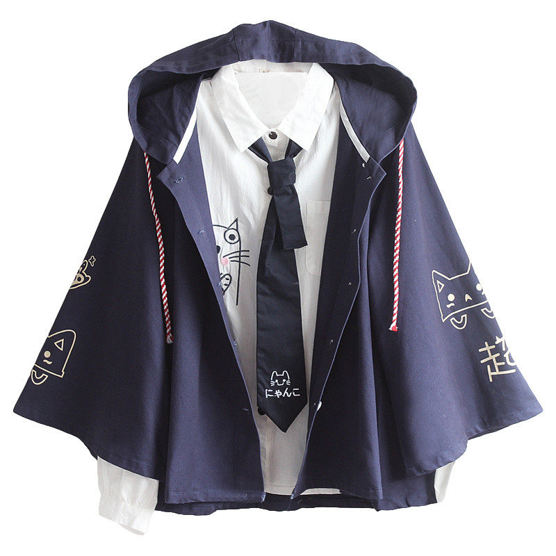 另类jk服男女情侣款日系可爱魔法斗篷学生喇叭袖凶猫披风连帽,淘宝优惠券,粉丝福利购,淘宝优惠卷