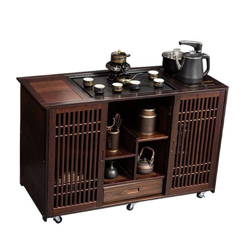现货#W7实木移动茶柜家用茶桌客厅茶台新中式泡茶几茶车茶水柜烧 - 图3
