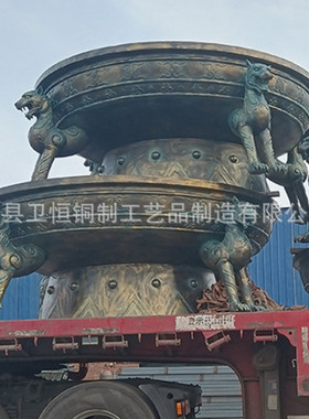 热销大型纯铜火盆摆件铜雕公园广场楚雄彝族烤火盆雕塑彝族火盆摆