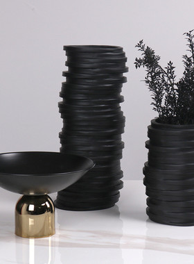 热销现代简约错位圆环层叠花器花瓶样板间摆件售楼处民宿酒店软装