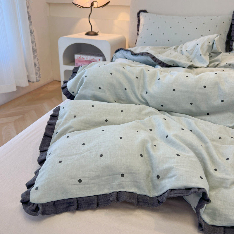 A类母婴水洗棉床上四件套少女心皱皱纱花边床单被套宿舍被罩三件,淘宝优惠券,粉丝福利购,淘宝优惠卷