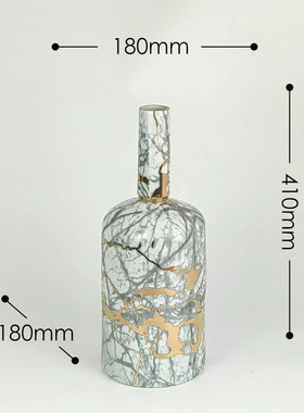 大理石花瓶纹细口金三件套摆件家居花器摆设工艺品花瓶花插批发