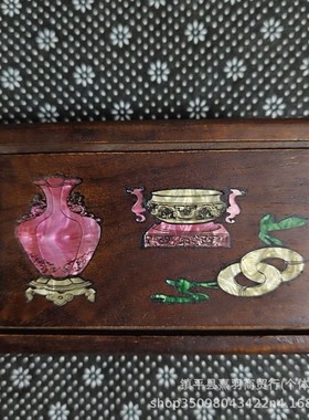 大量批发旧仿古做古玩工艺品花梨木镶嵌木盒木雕木制彩贝首饰盒