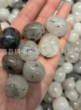 热销天然黑发晶滚石厂家直销高品质黑发大颗粒晶随形颗粒