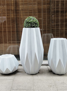 花艺折纸形状玻璃钢落地大花瓶公司前台酒店会所大厅仿真现代摆设