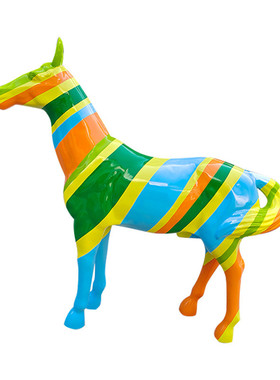 彩绘卡通玻璃钢动物马广场创意设计造型雕塑室内户外园林景区摆件