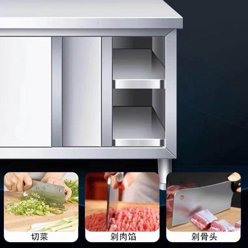 不锈钢拉门工作台厨房专用加厚操作台拉门碗柜饭店案板切菜打荷台,淘宝优惠券,粉丝福利购,淘宝优惠卷