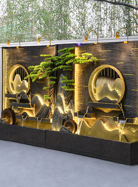 热销室内外户外屏风庭院喷泉落地加湿水景隔断摆件中式水幕墙