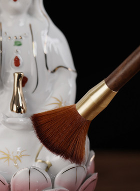 黑檀木软毛刷家用观音佛像摆件实木除尘笔高档佛尘扫佛堂清洁工具