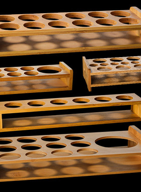 中式竹木杯架白酒杯架子弹杯架小酒杯分酒器收纳架一口杯架摆件