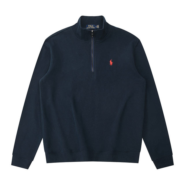 Polo stand-up collar cotton sweater pony half-high zipper men's casual wear and versatile Paul pullover new product