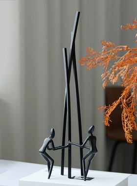 热销极简玄关金属人摆件简约现代家居书房抽象电视柜样板房创意装