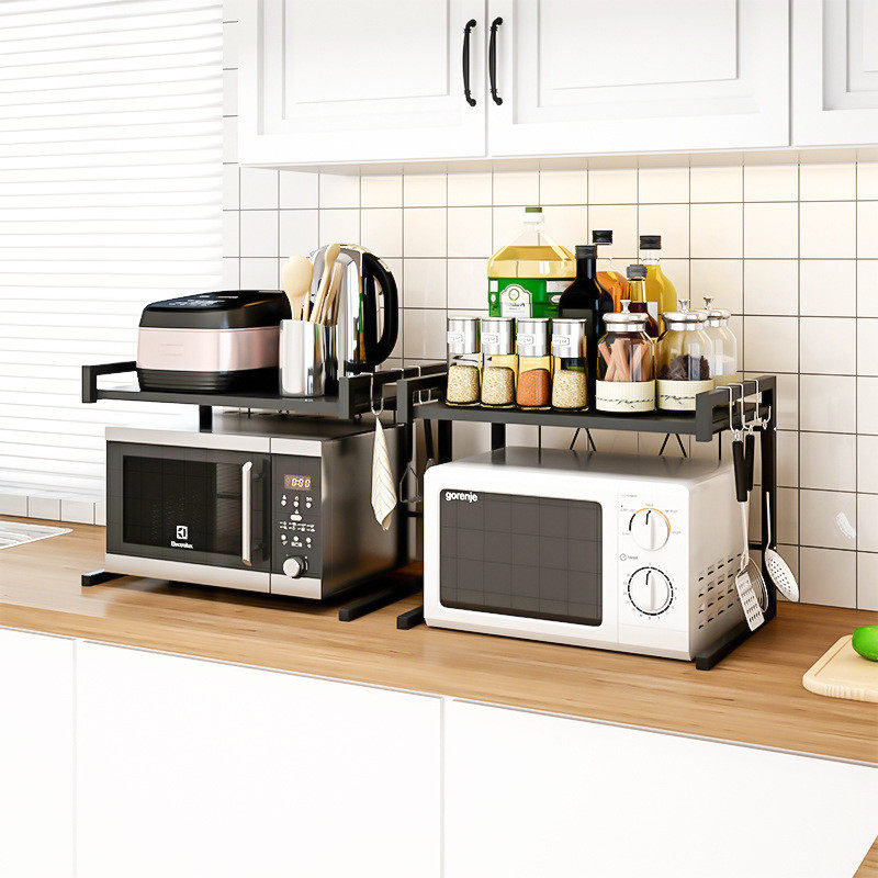 可伸缩厨房置物架微波炉烤箱架子家用双层台面桌面电饭锅收纳支架,淘宝优惠券,粉丝福利购,淘宝优惠卷