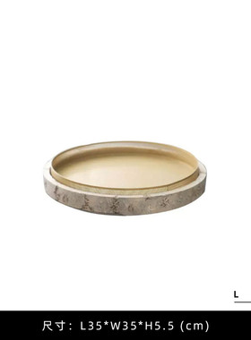 饰品金属网格托盘家居样板间餐桌客厅圆型果盘摆件收纳盘软装创意