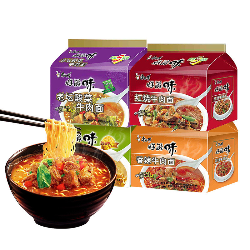 新货康师傅好滋味方便面袋装五连包 红烧牛肉面葱香排骨面香辣牛 - 图2