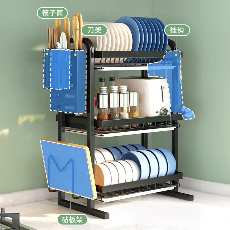 免螺丝碗碟碗盘收纳架厨房置物架沥水架家用放碗架碗筷收纳盒碗柜,淘宝优惠券,粉丝福利购,淘宝优惠卷