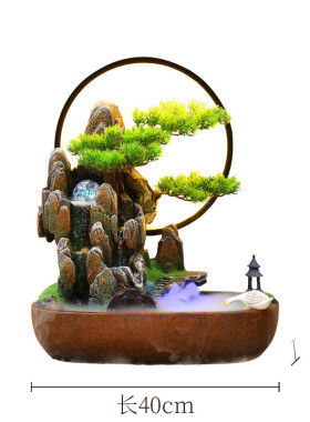 中式创意小假山招财摆件流水喷泉循环办公室客厅玄关桌面装饰礼品