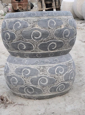 青石柱墩底座圆墩空心石顶柱柱础石花岗岩木柱脚实心柱顶石