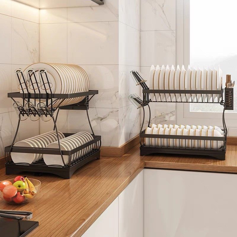 不锈钢碗碟沥水架厨房置物架双层台面放碗筷碗碟收纳盒家用碗碟架,淘宝优惠券,粉丝福利购,淘宝优惠卷
