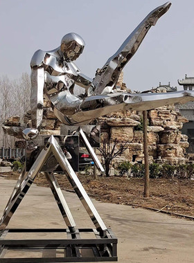 热销不锈钢运动人物摆件广场地标建筑雕塑不锈钢人物雕塑大型户外