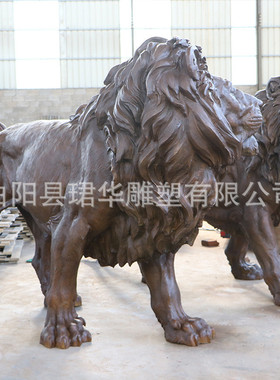 厂家供应黄铜铸铜狮子一对动物雕塑酒店公司门口摆件铜雕可定