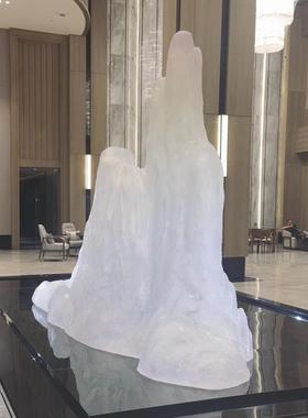 热销轻奢铂晶透明树脂假山雕塑别墅大堂玄关酒店艺术装饰招财大型