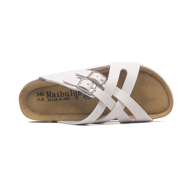 麦步伦平底软木拖鞋夏季情侣沙滩户外居拼色百搭平底交叉半拖,淘宝优惠券,粉丝福利购,淘宝优惠卷