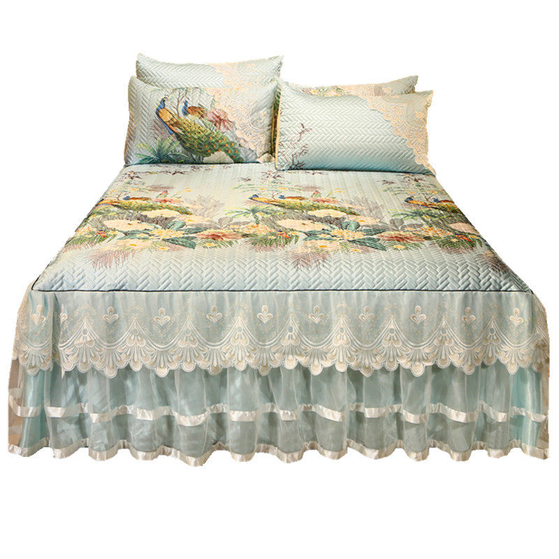 韩式蕾丝冰丝席凉席三件套夏季床罩空调软席可水洗可折叠床裙席子,淘宝优惠券,粉丝福利购,淘宝优惠卷