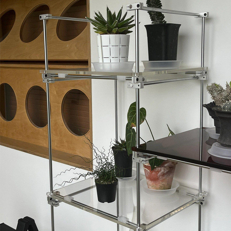 落地光轴隔板多层书架日式不锈钢亚克力置物架花架阳台收纳储物架,淘宝优惠券,粉丝福利购,淘宝优惠卷