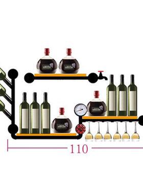 loft复古工业风置物架墙上壁挂式实木水管铁艺咖啡厅酒吧酒柜酒架