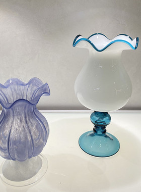 热销客厅摆件高档纯手工琉璃花瓶古风水培插花瓶厚实玻璃花器桌面