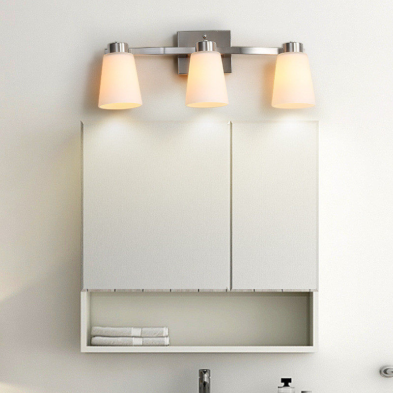 镜前灯室内磨砂玻璃床头背景墙壁灯砂镍色现代浴室梳妆台照明灯具,淘宝优惠券,粉丝福利购,淘宝优惠卷