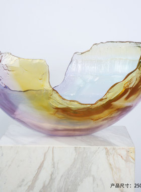 桌面圆形透明雕塑合成树脂摆件酒店大堂厅会所餐厅样板房渐变摆饰