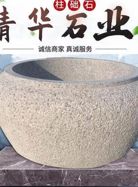 热销光面石柱墩古建园林仿古白顶石麻柱青石仿古柱墩石做旧石柱础