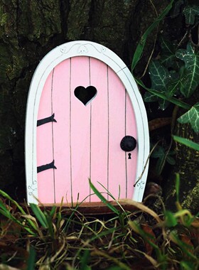 跨境木质花园庭院树木小门装饰品摆件创意设计工艺品木制摆件