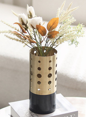热销简约轻奢售楼处花器大口径干花花瓶摆件样板房圆筒民宿酒店装
