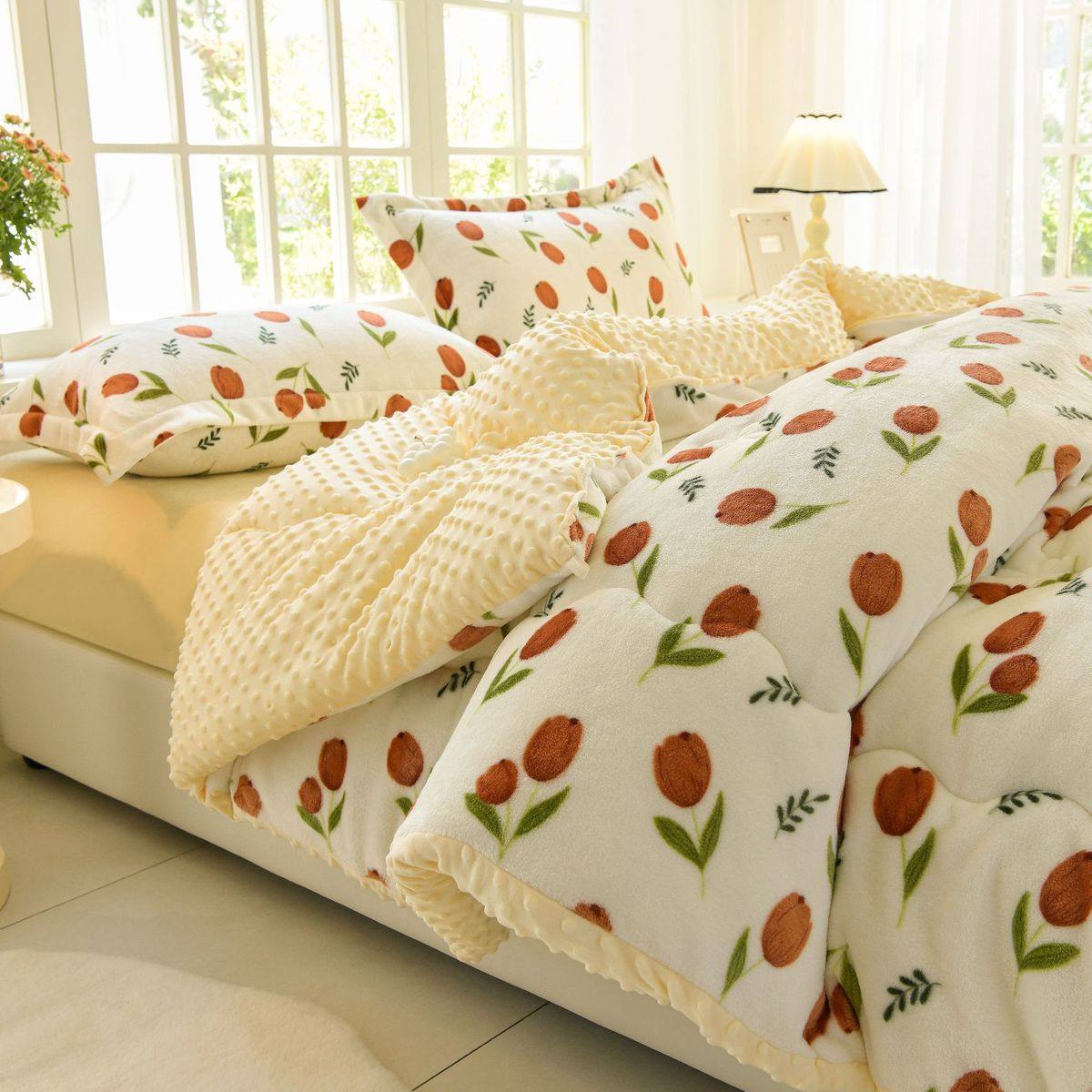 【保暖冬被加厚】豆豆绒新款单双人绒被子被芯可水洗直播货源,淘宝优惠券,粉丝福利购,淘宝优惠卷