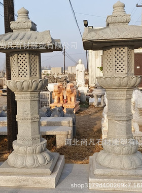 石灯庭院石雕石太阳能日式仿古中式灯笼青石头户外庭院灯造景摆件