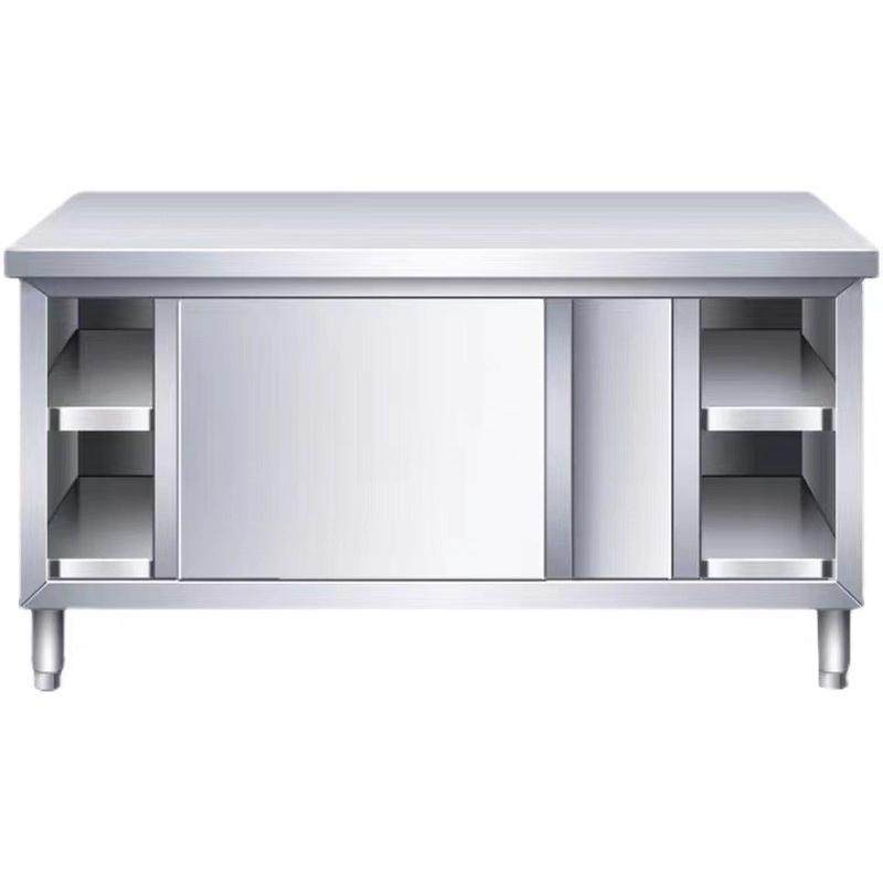 不锈钢拉门工作台厨房专用加厚操作台拉门碗柜饭店案板切菜打荷台,淘宝优惠券,粉丝福利购,淘宝优惠卷