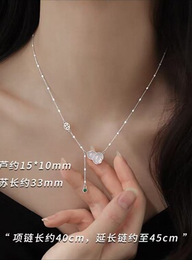 银狐优选S925银玉髓葫芦流苏项链2026新款轻奢高级感百搭锁骨链女
