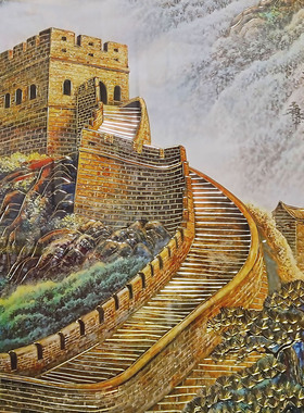 师傅手工錾刻入户客厅装饰画万里长城装饰挂画铜雕画沙发背景画