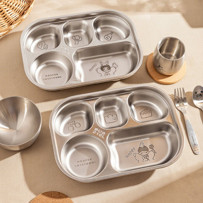 摩登主妇儿童分格餐盘食品级316L不锈钢婴儿宝宝餐具幼儿园分餐盘,淘宝优惠券,粉丝福利购,淘宝优惠卷
