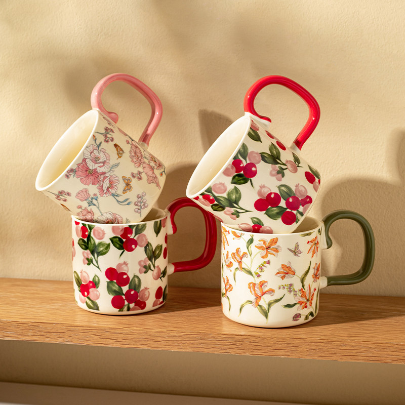 摩登主妇鸢尾花马克杯陶瓷杯家用喝水杯女生日礼物早餐杯咖啡杯子,淘宝优惠券,粉丝福利购,淘宝优惠卷