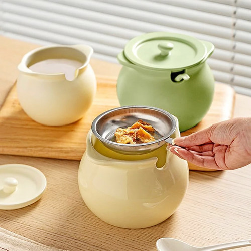 摩登主妇猪油罐家用陶瓷耐高温食品级荤油罐子装辣椒油专用调料罐 - 图1