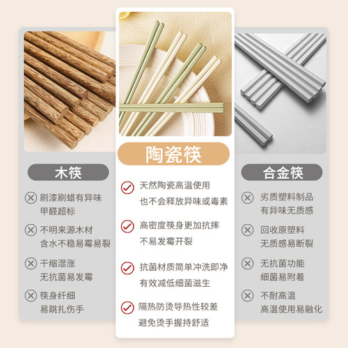 摩登主妇陶瓷筷子家用高档一人一筷2026新款个人专用洗碗机防滑筷 - 图1