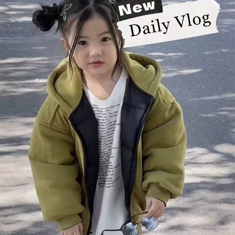 儿童冬款双面羽绒服宝宝新白鸭绒羽绒服中小童加厚双面穿连帽外套