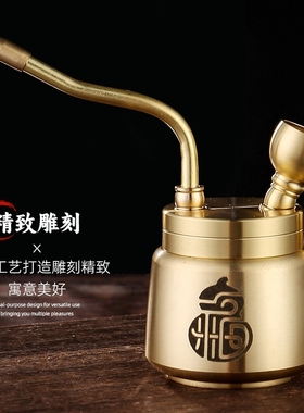 新款黄铜福字水烟壶百福过滤水斗